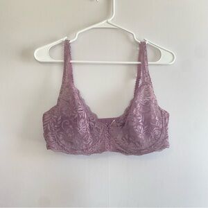 Purple Lace Full-Coverage Bra with Wide Straps‎